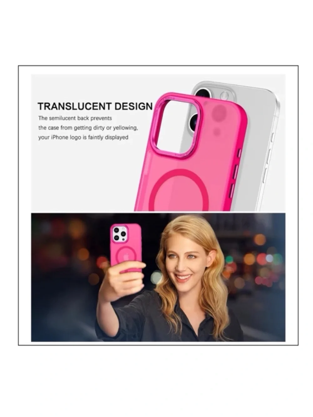 Bentoben iPhone 16 Pro Case with MagSafe - Hot Pink
